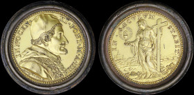 ITALY: Papal gilt-bronze medal (1678). Bust of the Pope Innocent XI facing right on obverse. Allegorical representation of the Catholic Faith on rever...