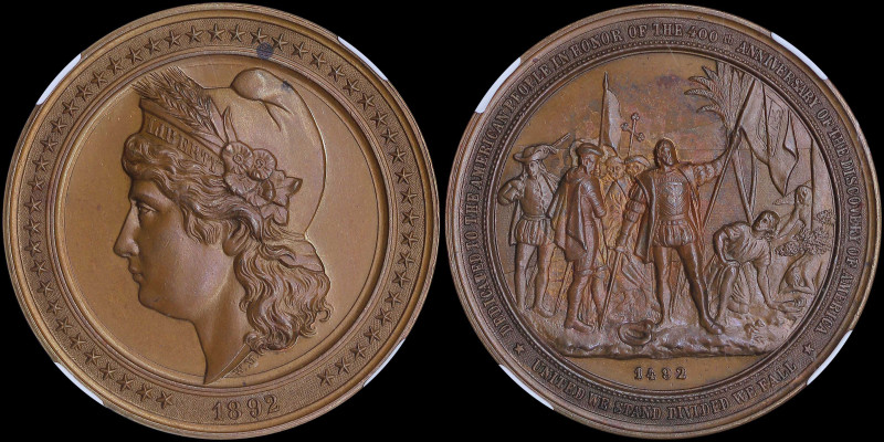 USA: World Columbian Exposition Medal (1892) in copper. Head of Liberty facing l...