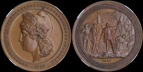 USA: World Columbian Exposition Medal (1892) in copper. Head of Liberty facing left wearing pileus with "LIBERTY" on obverse. Scene of Christopher Col...