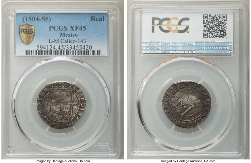 Charles & Johanna "Late Series" Real ND (1548-1556) L-M XF45 PCGS, Mexico City m...