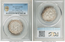 Charles & Johanna "Late Series" 2 Reales ND (1548-1556) M-L AU55 PCGS, Mexico City mint, KM0012, Cal-101. A frosty high-grade survivor, exhibiting mut...