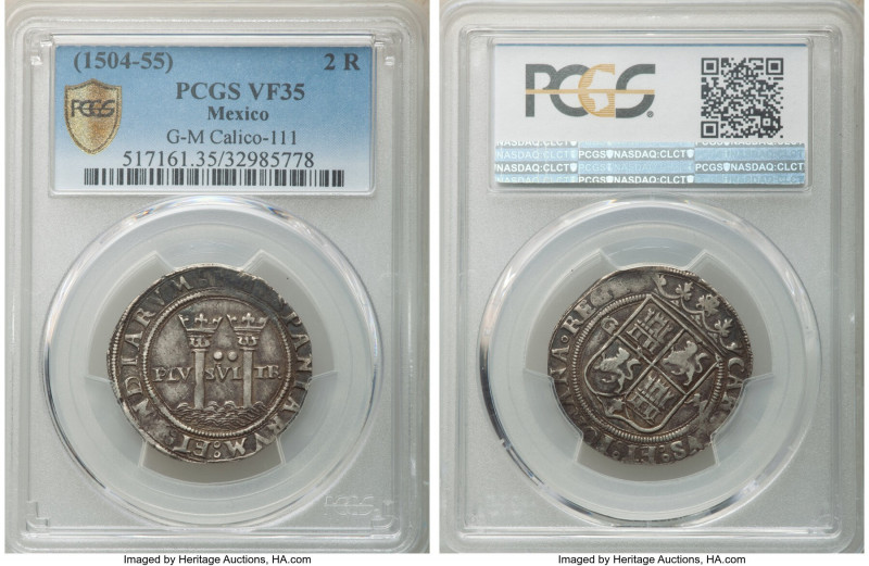 Charles & Johanna "Late Series" 2 Reales ND (1542-1548) G-M VF35 PCGS, Mexico Ci...