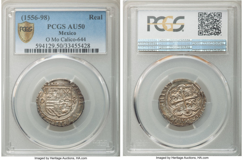 Philip II Cob Real ND (1572-1589) O-Mo AU50 PCGS, Mexico City mint, KM26, Cal-22...