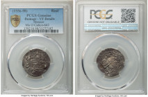 Philip II Cob Real ND (1572-1589) Mo-O VF Details (Damage) PCGS, Mexico City mint, KM26, Cal-224. A slate toned piece, moderately handled, the assigne...