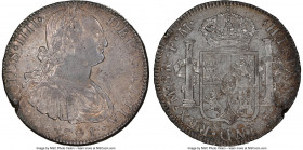 Charles IV 8 Reales 1791 Mo-FM AU53 NGC, Mexico City mint, KM109. First year of type. An offering that has accumulated a rich copper sheen, struck wit...