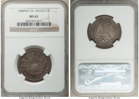 Republic 2 Reales 1840 Mo-ML MS62 NGC, Mexico City mint, KM374.10, DP-Mo23. A deeply toned example, very sharp and bold, tied for the finest graded by...