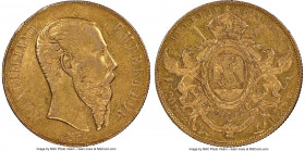 Maximilian gold 20 Pesos 1866-Mo AU53 NGC, Mexico City mint, KM389, Fr-62. From a total mintage of only 8,274. An iconic fleeting issue from the short...