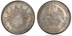 Republic 8 Reales 1845 Mo-MF MS63 PCGS, Mexico City mint, KM377.10. A commendable example with fields that shift with dusky tones and hints of electri...