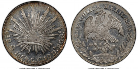 Republic 8 Reales 1854 Mo-GC MS62 PCGS, Mexico City mint, KM377.10, DP-Mo39. Bearing the second-finest grade awarded by PCGS, this offering stands out...