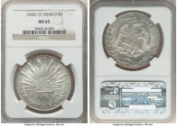 Republic 8 Reales 1860 C-CE MS65 NGC, Culiacan mint, KM-377.3, DP-Cn15. An icy gem, boasting luminous fields, tied for the finest grade recorded by NG...