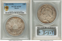Republic 8 Reales 1861 Pi-PS AU55 PCGS, San Luis Potosi mint, KM377.12. An offering of the type that has marinated into complex, earthy tones. 

HID09...