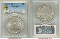 Republic 8 Reales 1862 Pi-RO AU53 PCGS, San Luis Potosi mint, KM377.12. A pearly representative with crude dies but yet a fairly sharp strike with rem...