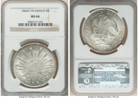 Republic 8 Reales 1864 O-FR MS66 NGC, Oaxaca mint, KM377.11, DP-OA13 (Scarce). A prize gem, emanating phenomenal surfaces with chiseled motifs and abu...