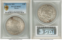 Republic 8 Reales 1864 Zs-MO MS62 PCGS, Zacatecas mint, KM377.13. An satin luminous piece showing a pearl-like sheen and engaging devices. 

HID098012...