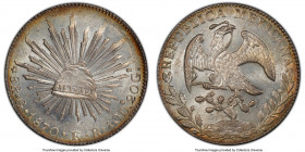 Republic 8 Reales 1870 Go-FR MS62+ PCGS, Guanajuato mint, KM377.8, DP-Go52. A specimen with shimmering fields and a captivating spiderwebbing of the d...