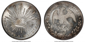 Republic 8 Reales 1884 Ga-AH MS65 Prooflike PCGS, Guadalajara mint, KM377.6, DP-Ga69. The strikingly reflective fields of this specimen are truly dese...