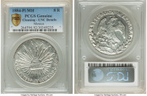 Republic 8 Reales 1884 Pi-MH UNC Details (Cleaning) PCGS, San Luis Potosi mint, KM377.12, DP-Pi73. A white specimen, showing well-defined motifs. 

HI...