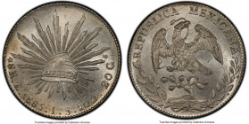 Republic 8 Reales 1885 Zs-JS MS63 PCGS, Zacatecas mint, KM377.13. A truly bold strike with velveteen blooming surfaces. 

HID09801242017

© 2022 Herit...