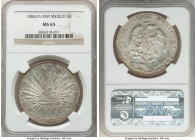 Republic 8 Reales 1886 Ca-MM MS65 NGC, Chihuahua mint, KM377.2, DP-Ca69. An engaging specimen with commanding devices and cabinet toning enlivened by ...