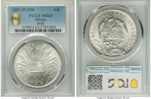 Republic 8 Reales 1887 Pi-MR MS63 PCGS, San Luis Potosi mint, KM377.12, D-Pi78. Die style of 1887-1893. Sheathed in a pearl-gray and argent cloak and ...