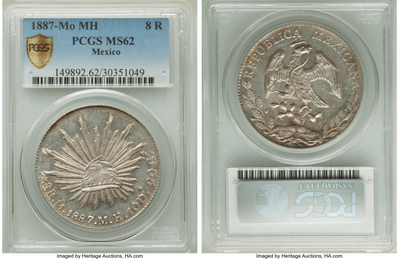 Republic 8 Reales 1887 Mo-MH MS62 PCGS, Mexico City mint, KM377.10. Brilliant se...