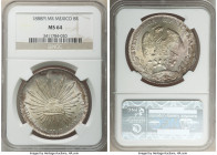 Republic 8 Reales 1888 Pi-MR MS64 NGC, San Luis Potosi mint, KM377.12. A worthwhile representative of this type, offering immaculately preserved devic...