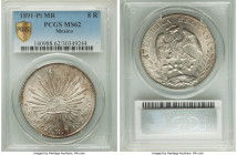 Republic 8 Reales 1891 Pi-MR MS62 PCGS, San Luis Potosi mint, KM377.12. An enchanting offering of the type that engages the eye with its cartwheel lus...