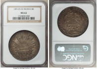 Republic 8 Reales 1891 Zs-FZ MS62 NGC, Zacatecas mint, KM377.13. A example of this type that has developed a deep charcoal tone over the semi-glossy s...