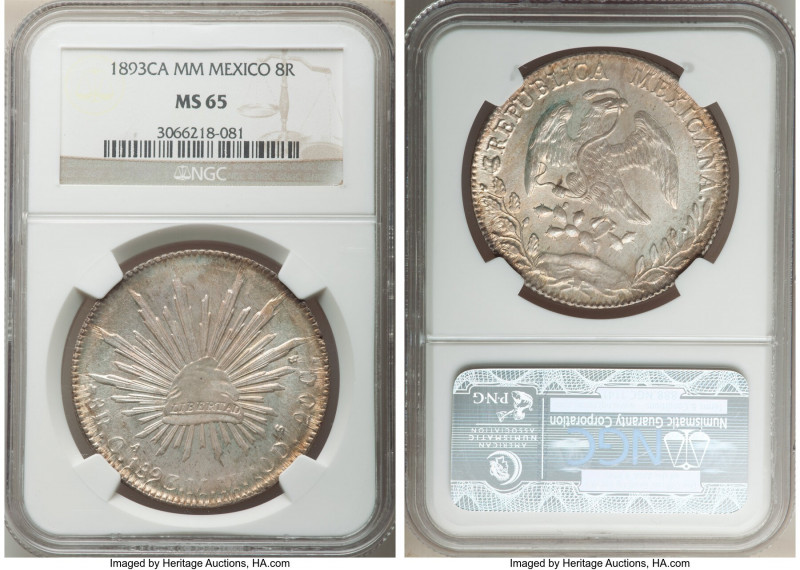 Republic 8 Reales 1893 Ca-MM MS65 NGC, Chihuahua mint, KM377.2, DP-Ca76. Showcas...