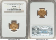 Republic gold 2-1/2 Pesos 1872 Mo-M/C AU58 NGC, Mexico City mint, KM411.5. An appealing specimen that shines with a deep golden iridescence and bears ...