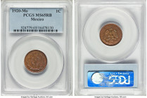 Estados Unidos Centavo 1920-Mo MS65 Red and Brown PCGS, Mexico City mint, KM415. A cocoa brown specimen with hints of electric blue and red toning thr...