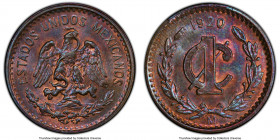 Estados Unidos Centavo 1920-Mo MS64 Brown PCGS, Mexico City mint, KM415. A near-gem survivor, showing toned surfaces with cobalt hues and bearing the ...
