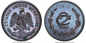Estados Unidos 2 Centavos 1915 MS64 Brown PCGS, Mexico City mint, KM420. 20mm. A lovely piece, showing a chocolate brown patina with cerulean shades. ...