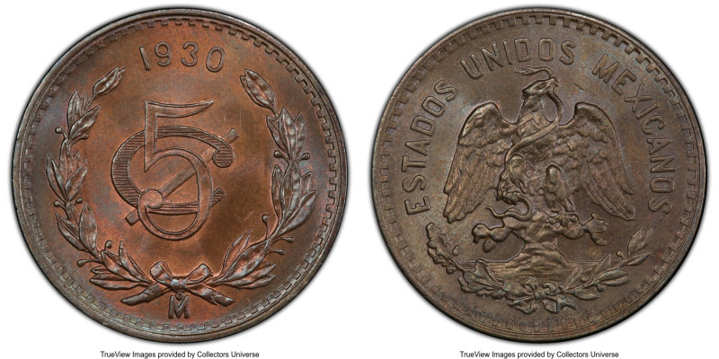 Estados Unidos 5 Centavos 1930-Mo MS66 Brown PCGS, Mexico City mint, KM422. Larg...