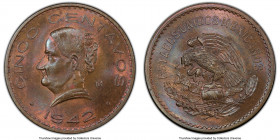 Estados Unidos 5 Centavos 1942-Mo MS64 Brown PCGS, Mexico City mint, KM424. A fully-detailed specimen with fiery blue and red toning that imbue the of...