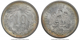 Estados Unidos 10 Centavos 1914-M MS67 PCGS, Mexico City, KM428. A well-defined strike with slightly browning at the outer peripheries and bearing the...