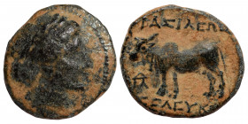 SELEUKID KINGS OF SYRIA. Seleukos II Kallinikos, 246-226 BC. Ae (bronze, 2.96 g, 17 mm). Uncertain mint, associated with Antioch. Laureate head of Apo...