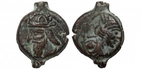 KINGS OF PARTHIA. Vologases IV, circa 147-191. Dichalkon (bronze, 3.24 g, 18 mm), Seleukeia on the Tigris. Diademed bust of Vologases IV to left, wear...
