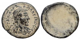 SYRIA, Seleucis and Pieria. Antioch. Macrinus, 217-218. Ae (bronze, 9.86 g, 28 mm). AVT K M [..] MAKPINOC CЄ Laureate head right. Rev. Blank. Fine.