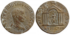 SYRIA, Cyrrhestica. Cyrrhus. Philip II, 247-249. Tetrassarion (bronze, 14.37 g, 28 mm). AYTOK K M IOYΛI ΦΙΛΙΠΠOC CЄB Laureate, draped and cuirassed bu...