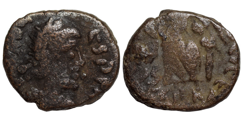 Johannes, usurper, 423-425. Ae (bronze, 1.09 g, 13 mm), Rome. [D N IOHANN]ES P F...