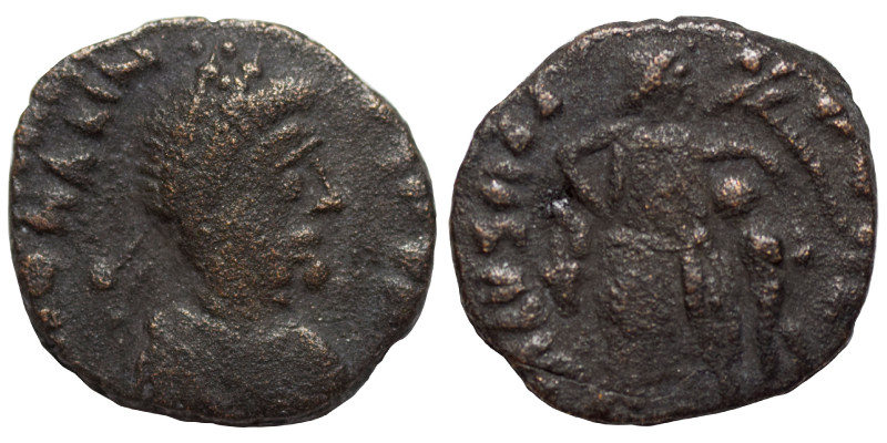 Johannes, usurper, 423-425. Ae (bronze, 0.88 g, 13 mm), Rome. D N IOHANN[ES P F ...