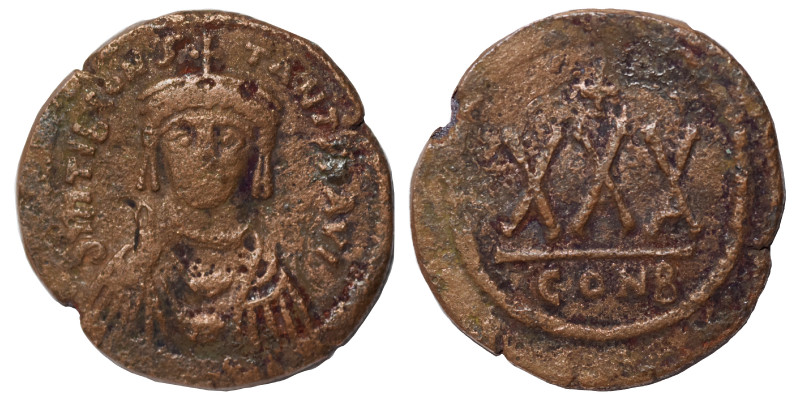 Tiberius II Constantine, 578-582. 3/4 Follis or 30 Nummi (bronze, 10.16 g, 33 mm...