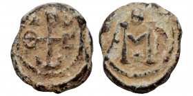 Lead seal (3.59 g, 15 mm). Monogram. Rev. Large M. Good fine.