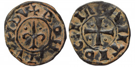 CRUSADERS. Principality of Antioch. Bohémond V. 1233-1251. Pougeoise (bronze, 0.89 g, 17 mm). +BOAMVNDV Fleur-de-lis. Rev. +ANTIOCHIA Cross pattee. CC...