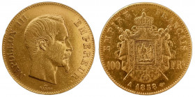 France 100 Francs 1858 A, Napoleon III. AU-UNC