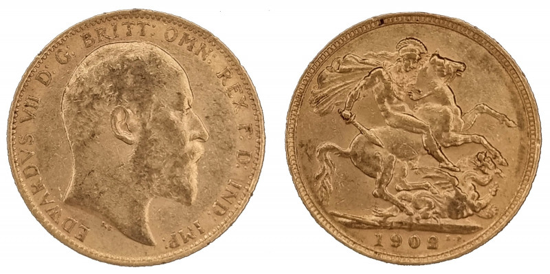 Great Britain Sovereign 1902. KM805; Ruler: Edward VII; Gold (.917) 7,98 g.