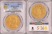 Monaco 100 Francs 1891 A. PCGS AU50