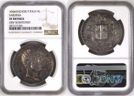 Italian States SARDINIA 5 Lire 1844 Ferraris//P. NGC XF Details