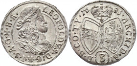Austria 3 Kreuzer 1681 Hall. UNC